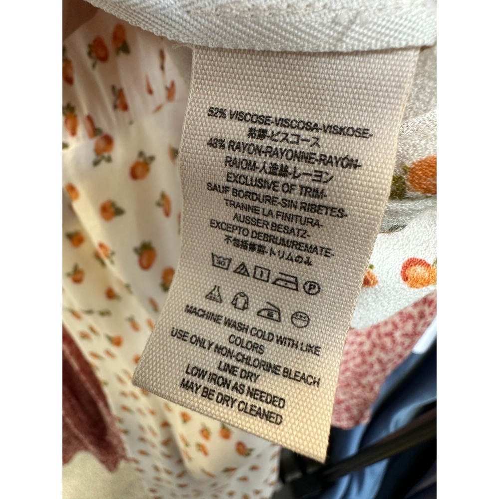 Free People Mia Short Sleeve Jumpsuit Ivory Peach Fruit Print Size 8 *Flawed - Picture 13 of 16